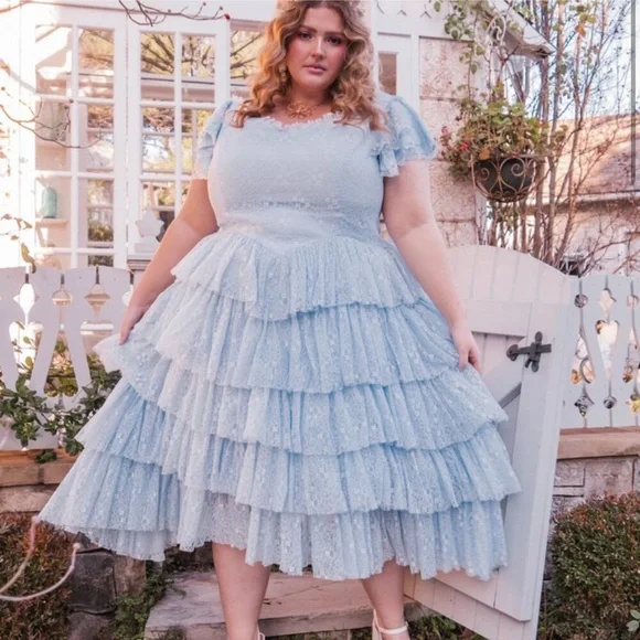 JessaKae Light Blue Ruffled Midi Dress - Picture 2 of 9